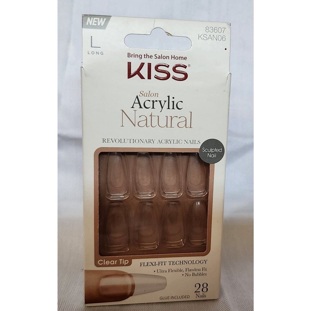 KISS Acrylic Natural Press-On Nails ~Clear Long Length ~ #83607 KSAN06C